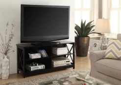 Oxford TV Stand In Black Finish - Convenience Concepts 203055BL