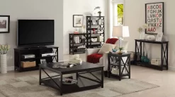 Oxford TV Stand In Black Finish - Convenience Concepts 203055BL -Home Haven Deals 27 203055bl 4