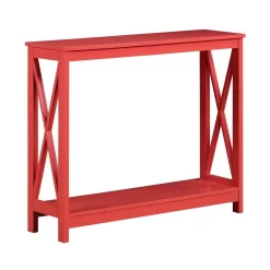 Oxford Console Table With Shelf In Coral - Convenience Concepts 203099COR -Home Haven Deals 27 203099cor 3
