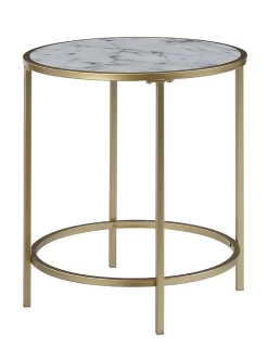 Gold Coast Deluxe Faux Marble Round End Table In White Faux Marble/Gold Frame - Convenience Concepts 413466WMG 7 Gold Coast Deluxe Faux Marble Round End Table In White Faux Marble/Gold Frame - Convenience Concepts 413466WMG -Home Haven Deals 27 413466wmg 3