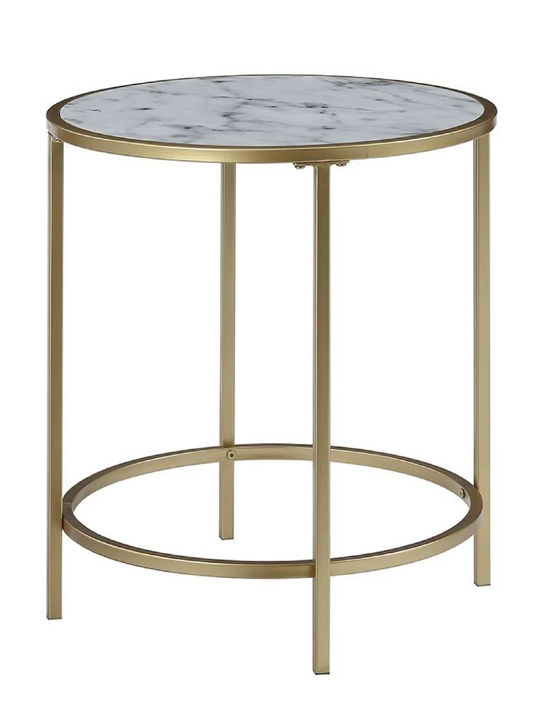 Gold Coast Deluxe Faux Marble Round End Table In White Faux Marble/Gold Frame - Convenience Concepts 413466WMG 3 Gold Coast Deluxe Faux Marble Round End Table In White Faux Marble/Gold Frame - Convenience Concepts 413466WMG - Image 3