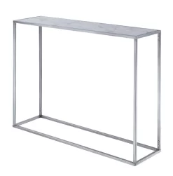 Gold Coast Faux Marble Console Table In Faux Marble / Silver - Convenience Concepts 413499S -Home Haven Deals 27 413499s 3