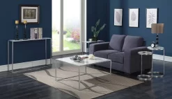 Gold Coast Faux Marble Console Table In Faux Marble / Silver - Convenience Concepts 413499S -Home Haven Deals 27 413499s 5