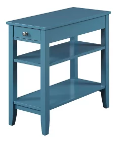 American Heritage Three Tier End Table W/ Drawer In Blue - Convenience Concepts 7107159BE 5 American Heritage Three Tier End Table W/ Drawer In Blue - Convenience Concepts 7107159BE -Home Haven Deals 27 7107159be 3