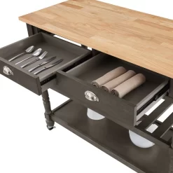 French Country 3 Tier Butcher Block Kitchen Cart With Drawers - Convenience Concepts 802236BBWBDGY 8 French Country 3 Tier Butcher Block Kitchen Cart With Drawers - Convenience Concepts 802236BBWBDGY -Home Haven Deals 27 802236bbwbdgy 4