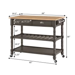 French Country 3 Tier Butcher Block Kitchen Cart With Drawers - Convenience Concepts 802236BBWBDGY 9 French Country 3 Tier Butcher Block Kitchen Cart With Drawers - Convenience Concepts 802236BBWBDGY -Home Haven Deals 27 802236bbwbdgy 5
