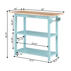 Designs2Go 3 Tier Butcher Block Kitchen Prep Island With Drawer In Blue - Convenience Concepts 802255BBSF -Home Haven Deals 27 802255bbsf 11