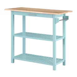 Designs2Go 3 Tier Butcher Block Kitchen Prep Island With Drawer In Blue - Convenience Concepts 802255BBSF -Home Haven Deals 27 802255bbsf 3