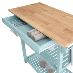Designs2Go 3 Tier Butcher Block Kitchen Prep Island With Drawer In Blue - Convenience Concepts 802255BBSF -Home Haven Deals 27 802255bbsf 4