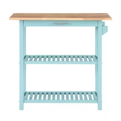 Designs2Go 3 Tier Butcher Block Kitchen Prep Island With Drawer In Blue - Convenience Concepts 802255BBSF -Home Haven Deals 27 802255bbsf 8