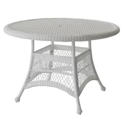 White Wicker 44 Inch Round Dining Table- Jeco Wholesale W00206D-B