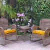 Windsor Honey Wicker Rocker Chair And End Table Set With Mustard Chair Cushion- Jeco Wholesale W00212_2-RCES025