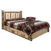Glacier Country Collection Platform Bed With Storage In Twin With Laser Engraved Wolf Design - Montana Woodworks MWGCSBPTLZWOLF