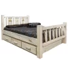 Homestead Collection Full Storage Bed With Laser Engraved Bronc Design In Clear Lacquer Finish - Montana Woodworks MWHCSBFVLZBRONC