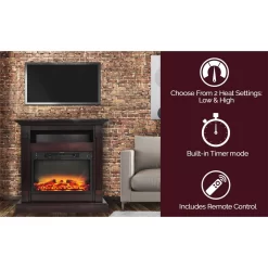 Sienna 34 In. Electric Fireplace W/ Enhanced Log Display And Mahogany Mantel - Cambridge CAM3437-1MAHLG2