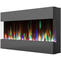 42 In. Recessed Wall Mounted Electric Fireplace With Crystal And LED Color Changing Display, Black - Cambridge CAM42RECWMEF-1BLK -Home Haven Deals 3 cam42recwmef 1blk 3