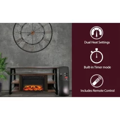 32-In. Sawyer Industrial Electric Fireplace Mantel With Realistic Log And Grate Insert And Color Changing Flames, Walnut - Cambridge CAM5332-1WALLG2