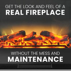 32-In. Sawyer Industrial Electric Fireplace Mantel With Realistic Log And Grate Insert And Color Changing Flames, Walnut - Cambridge CAM5332-1WALLG2 -Home Haven Deals 3 cam5332 1wallg2 4