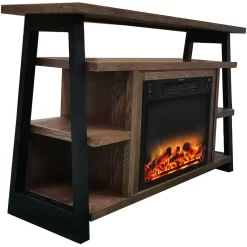 32-In. Sawyer Industrial Electric Fireplace Mantel With Realistic Log And Grate Insert And Color Changing Flames, Walnut - Cambridge CAM5332-1WALLG2 -Home Haven Deals 3 cam5332 1wallg2 5