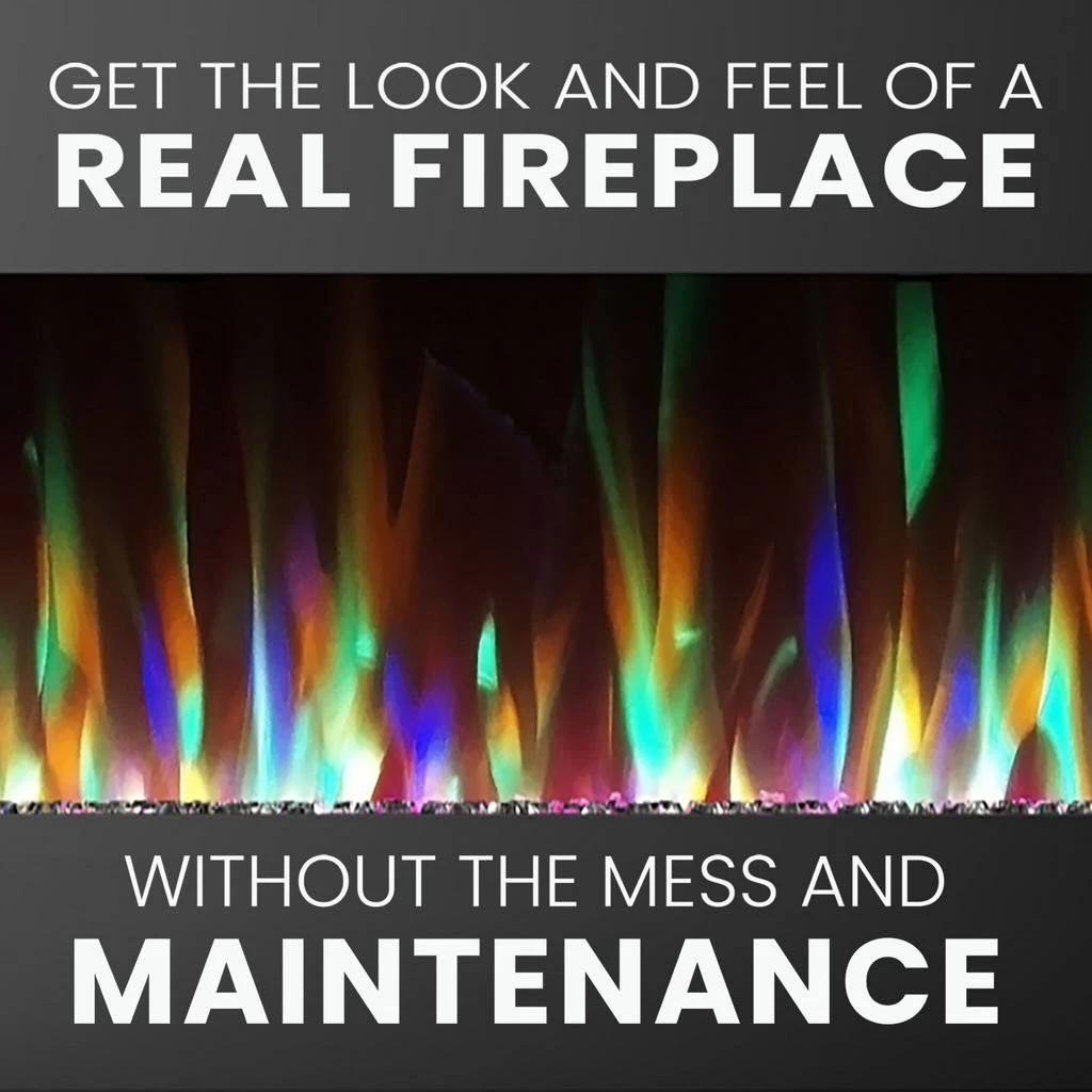 San Jose Electric Fireplace TV Stand In Black With Color-Changing LED Fireplace Heater And Crystal Rock Display - Cambridge CAM5735-1BLK 4 San Jose Electric Fireplace TV Stand In Black With Color-Changing LED Fireplace Heater And Crystal Rock Display - Cambridge CAM5735-1BLK - Image 4