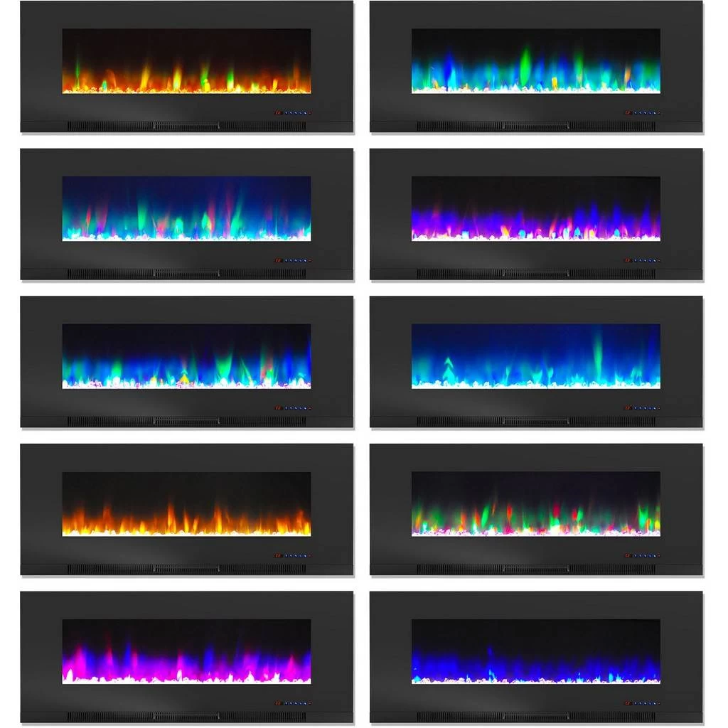 San Jose Electric Fireplace TV Stand In Black With Color-Changing LED Fireplace Heater And Crystal Rock Display - Cambridge CAM5735-1BLK 5 San Jose Electric Fireplace TV Stand In Black With Color-Changing LED Fireplace Heater And Crystal Rock Display - Cambridge CAM5735-1BLK - Image 5