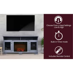 Savona 59 In. Electric Fireplace In Slate Blue With Entertainment Stand And Charred Log Display - Cambridge CAM6022-1SBL