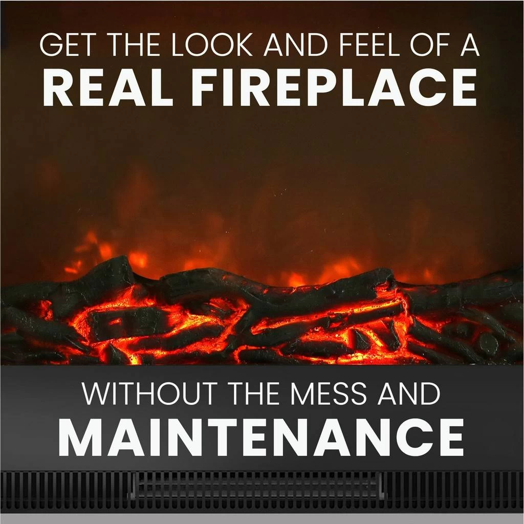 Savona 59 In. Electric Fireplace In Slate Blue With Entertainment Stand And Charred Log Display - Cambridge CAM6022-1SBL 2 Savona 59 In. Electric Fireplace In Slate Blue With Entertainment Stand And Charred Log Display - Cambridge CAM6022-1SBL - Image 2