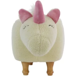 15-In. Seat Height Plush White Unicorn Animal Shape Ottoman - Furniture For Nursery, Bedroom, Playroom, And Living Room Decor - Critter Sitters CSUNIOTT-WHT -Home Haven Deals 3 csuniott wht 5