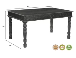 Felix 60" Carved Wood Dining Table In Antique Black - TF431102FE -Home Haven Deals 311 tf431102fe 8