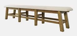 Telluride Rustic Distressed Pine 85" Upholstered Dining Bench - Jofran 1801-85KD -Home Haven Deals 316 1801 85kd 3