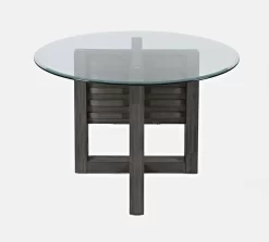 Altamonte Round Dining Table With Glass Top In Brushed Grey - Jofran 1855-48BG48RD