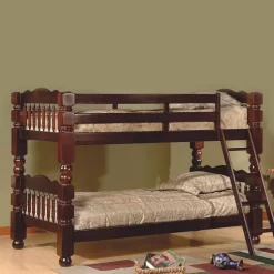 Better Home Products Andrei Twin Over Twin Solid Wood Spindle Bunk Bed Tobacco - Better Home Products 616859963382 -Home Haven Deals 329 616859963382 2