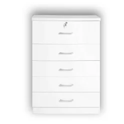 Better Home Products Florence Wood 5 Drawer Dresser For Bedroom In White - Better Home Products 616859963498