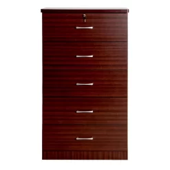 Better Home Products Olivia Wooden Tall 5 Drawer Chest Bedroom Dresser Mahogany - Better Home Products 616859965737