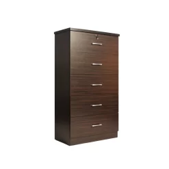Better Home Products Olivia Wooden Tall 5 Drawer Chest Bedroom Dresser Tobacco - Better Home Products 616859965744
