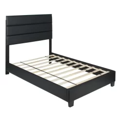 Napoli Faux Leather Upholstered Platform Bed Twin Black - Better Home Products NAPOLI-33-BLK -Home Haven Deals 329 napoli 33 blk 4