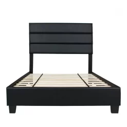 Napoli Faux Leather Upholstered Platform Bed Twin Black - Better Home Products NAPOLI-33-BLK -Home Haven Deals 329 napoli 33 blk 5