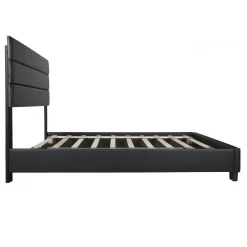 Napoli Faux Leather Upholstered Platform Bed Twin Black - Better Home Products NAPOLI-33-BLK -Home Haven Deals 329 napoli 33 blk 7