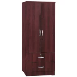 Better Home Products Grace Wood 2-Door Wardrobe Armoire With 2-Drawers Mahogany - Better Home Products NW-108-MAH