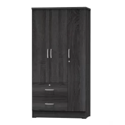 Better Home Products Symphony Wardrobe Armoire Closet With Two Drawers In Gray - Better Home Products NW337-Gray