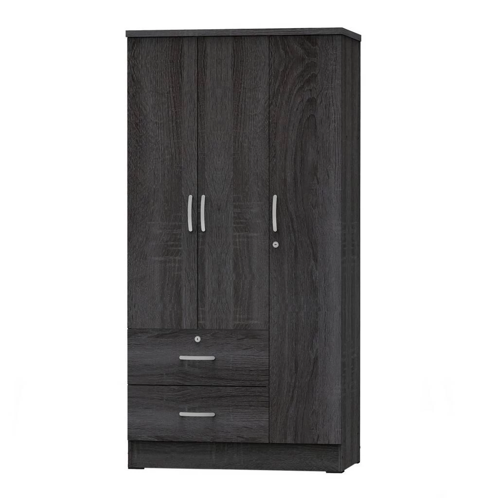 Better Home Products Symphony Wardrobe Armoire Closet With Two Drawers In Gray - Better Home Products NW337-Gray 1 Better Home Products Symphony Wardrobe Armoire Closet With Two Drawers In Gray - Better Home Products NW337-Gray