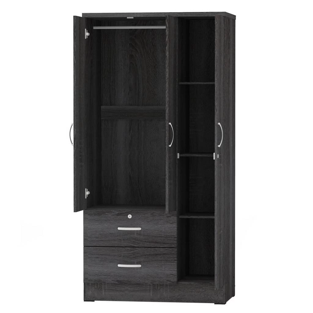 Better Home Products Symphony Wardrobe Armoire Closet With Two Drawers In Gray - Better Home Products NW337-Gray 2 Better Home Products Symphony Wardrobe Armoire Closet With Two Drawers In Gray - Better Home Products NW337-Gray - Image 2