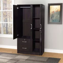 Better Home Products Symphony Wardrobe Armoire Closet With Two Drawers Tobacco - Better Home Products NW337-Tobacco