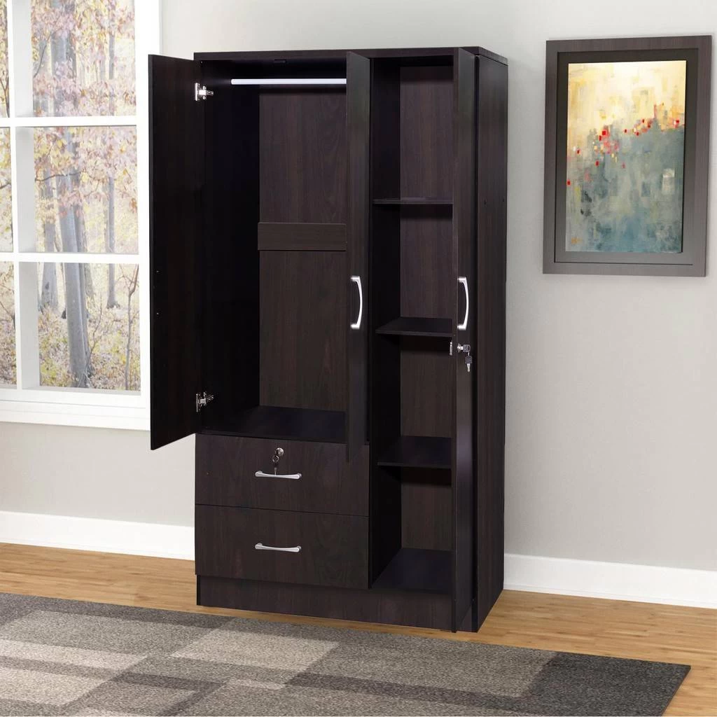 Better Home Products Symphony Wardrobe Armoire Closet With Two Drawers Tobacco - Better Home Products NW337-Tobacco 1 Better Home Products Symphony Wardrobe Armoire Closet With Two Drawers Tobacco - Better Home Products NW337-Tobacco
