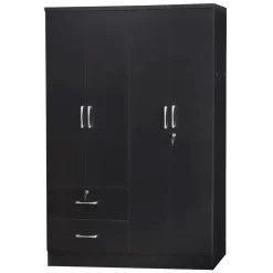 Better Home Products Luna Modern Wood 4 Doors 2 Drawers Armoire In Black - Better Home Products NW448-Blk