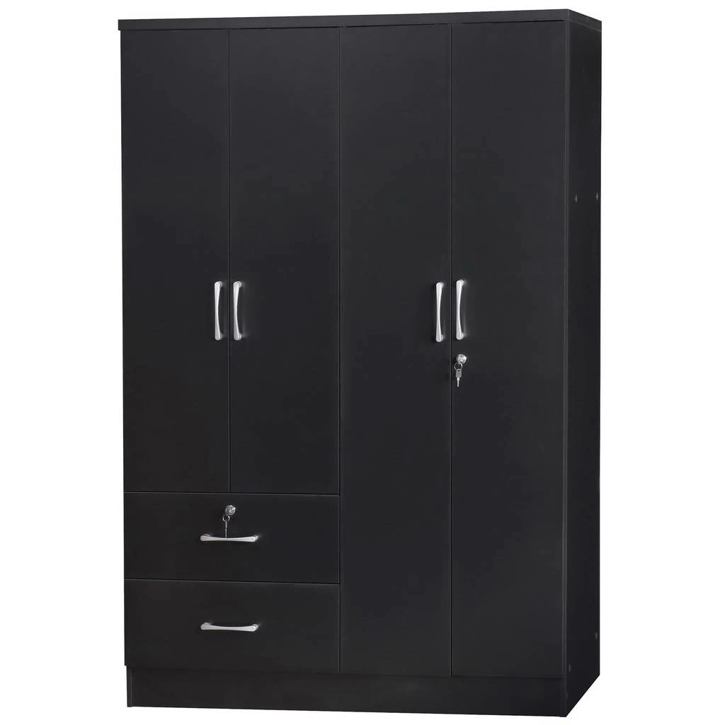 Better Home Products Luna Modern Wood 4 Doors 2 Drawers Armoire In Black - Better Home Products NW448-Blk 1 Better Home Products Luna Modern Wood 4 Doors 2 Drawers Armoire In Black - Better Home Products NW448-Blk