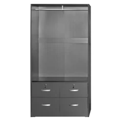 Sarah Double Sliding Door Armoire With Mirror In Dark Gray - Better Home Products W44-M-DGRY -Home Haven Deals 329 w44 m dgry 5