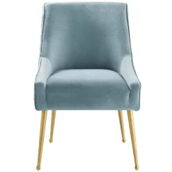 Discern Pleated Back Upholstered Performance Velvet Dining Chair In Light Blue - East End Imports EEI-3509-LBU -Home Haven Deals 33 eei 3509 lbu 4