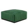 Conjure Channel Tufted Performance Velvet Ottoman In Black/Emerald