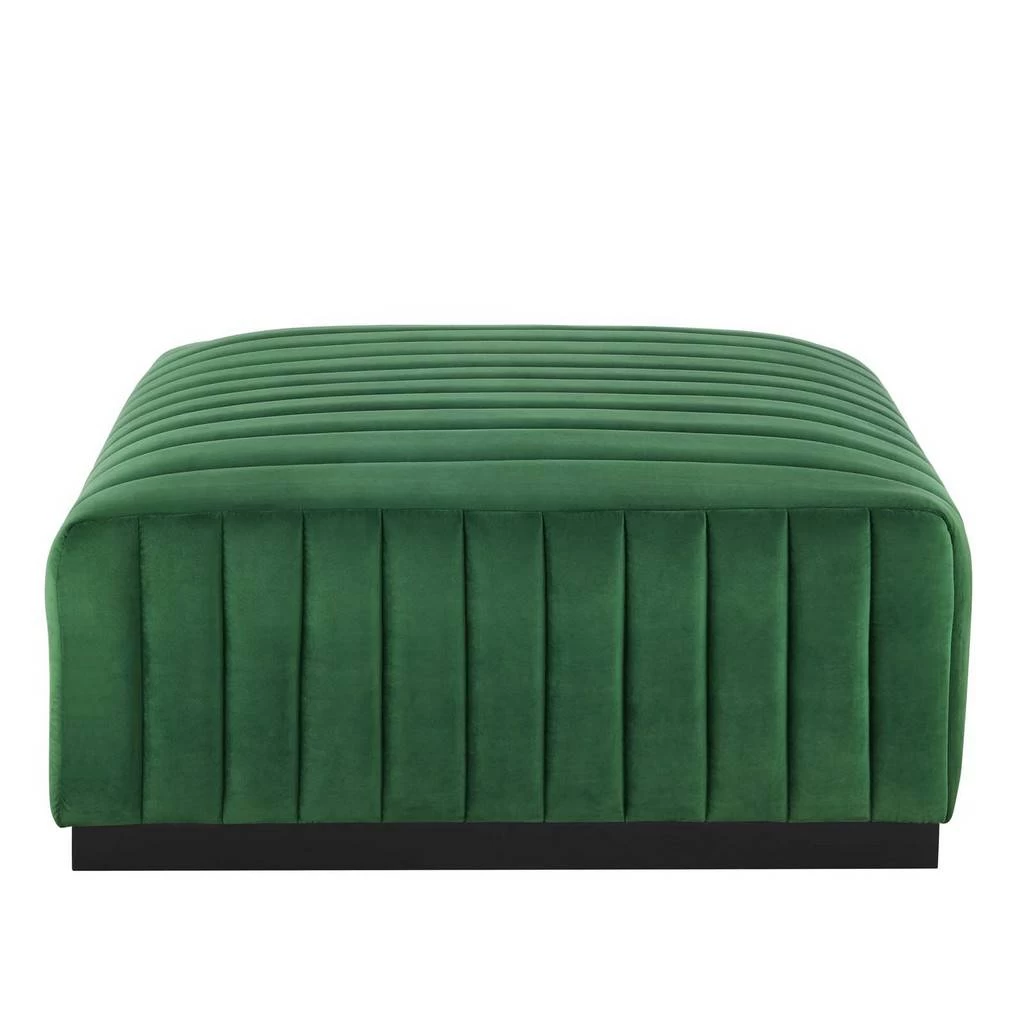 Conjure Channel Tufted Performance Velvet Ottoman In Black/Emerald 2 Conjure Channel Tufted Performance Velvet Ottoman In Black/Emerald - Image 2